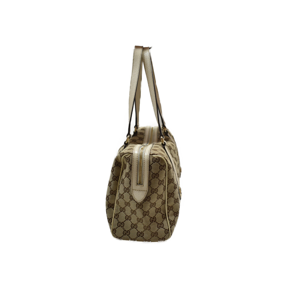 Gucci Canvas GG Boston Beige Handbag Bag Tan - Picture 4 of 7